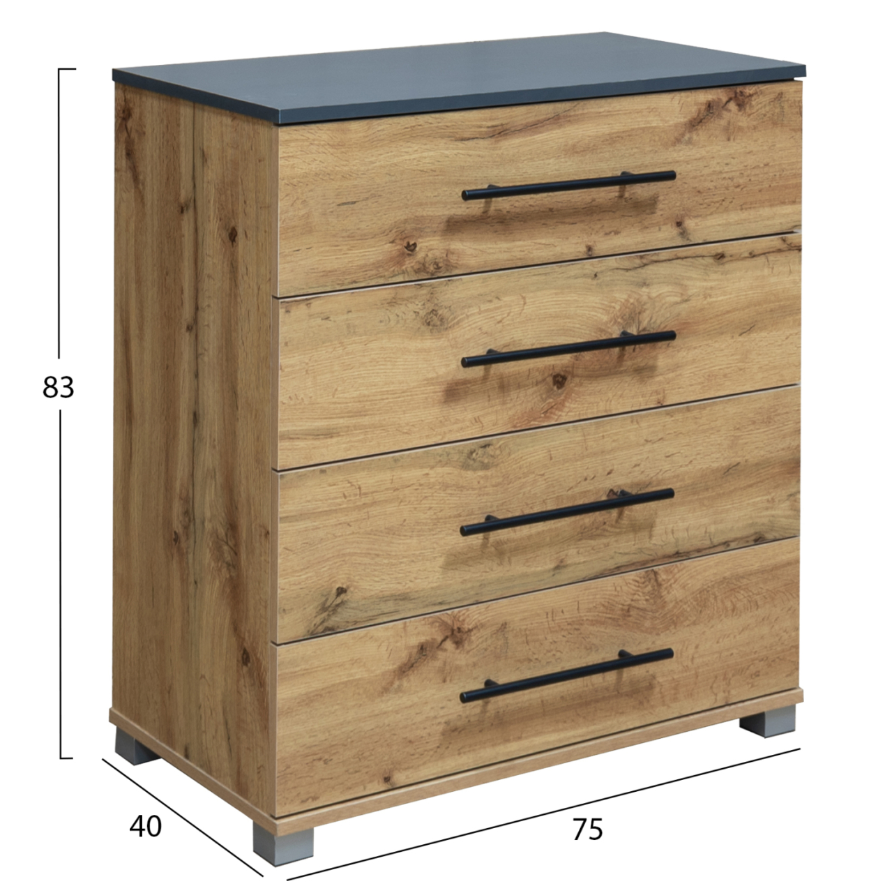 BEDROOM SET 5PCS CARYS HM10888.12 MELAMINE IN NATURAL WOOD COLOR/GREY [4]