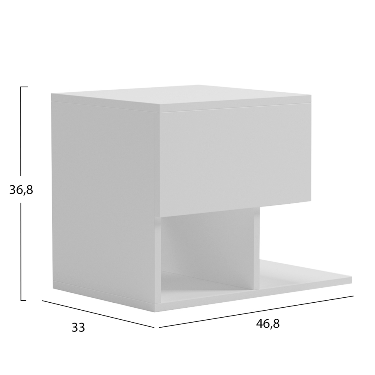 BEDSIDE NIGHTSTAND CASPIAN HM9071.11 MELAMINE IN WHITE 46.8x33x36.8Hcm. [2]