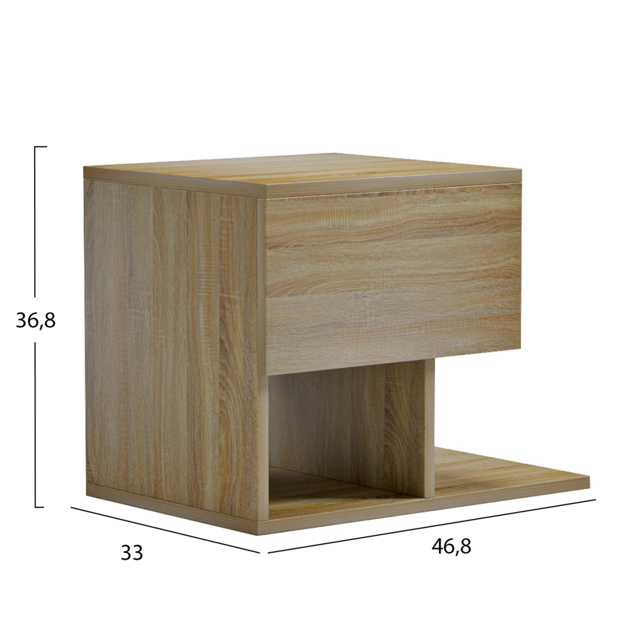 BEDSIDE NIGHTSTAND CASPIAN HM9071.12 MELAMINE IN SONAMA 46.8x33x36.8Hcm. [2]