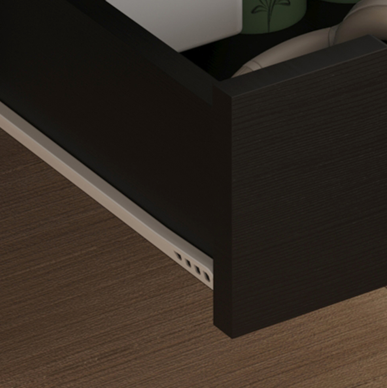 BEDSIDE STAND DINKL HM2472.02 MELAMINE-2 DRAWERS-WENGE 29.5x29.5x45Hcm. [7]