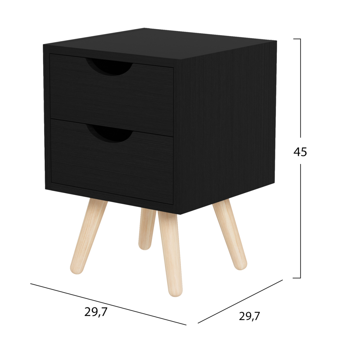 BEDSIDE STAND DINKL HM2472.02 MELAMINE-2 DRAWERS-WENGE 29.5x29.5x45Hcm. [2]