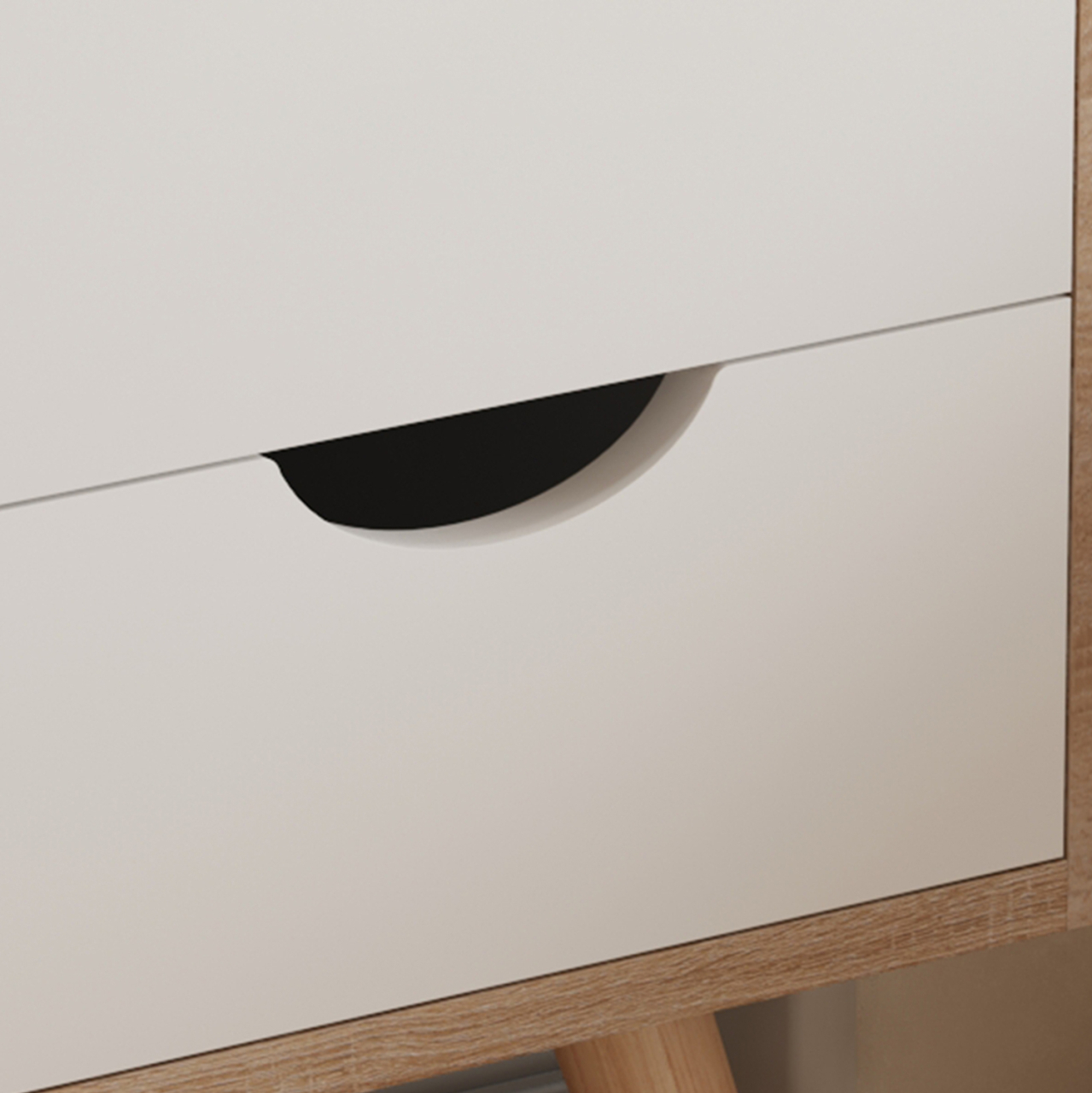 BEDSIDE STAND DINKL HM2472.04 MELAMINE-2 DRAWERS IN SONAMA-WHITE 29,7x29,7x45Hcm. [8]