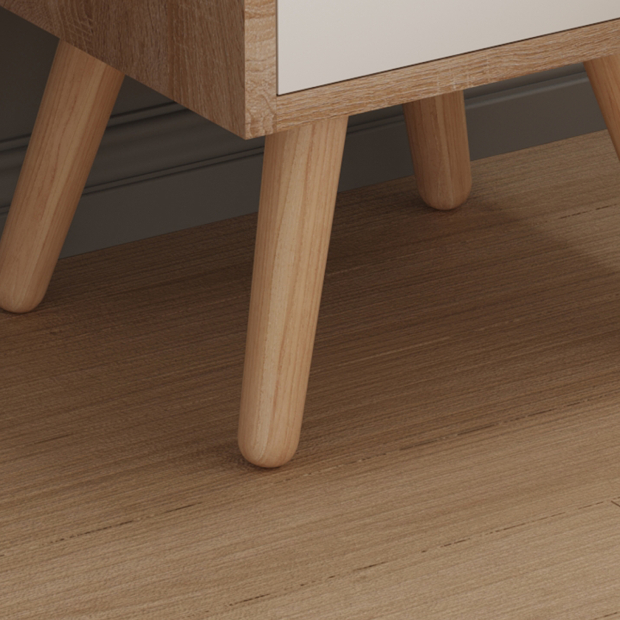 BEDSIDE STAND DINKL HM2472.04 MELAMINE-2 DRAWERS IN SONAMA-WHITE 29,7x29,7x45Hcm. [9]