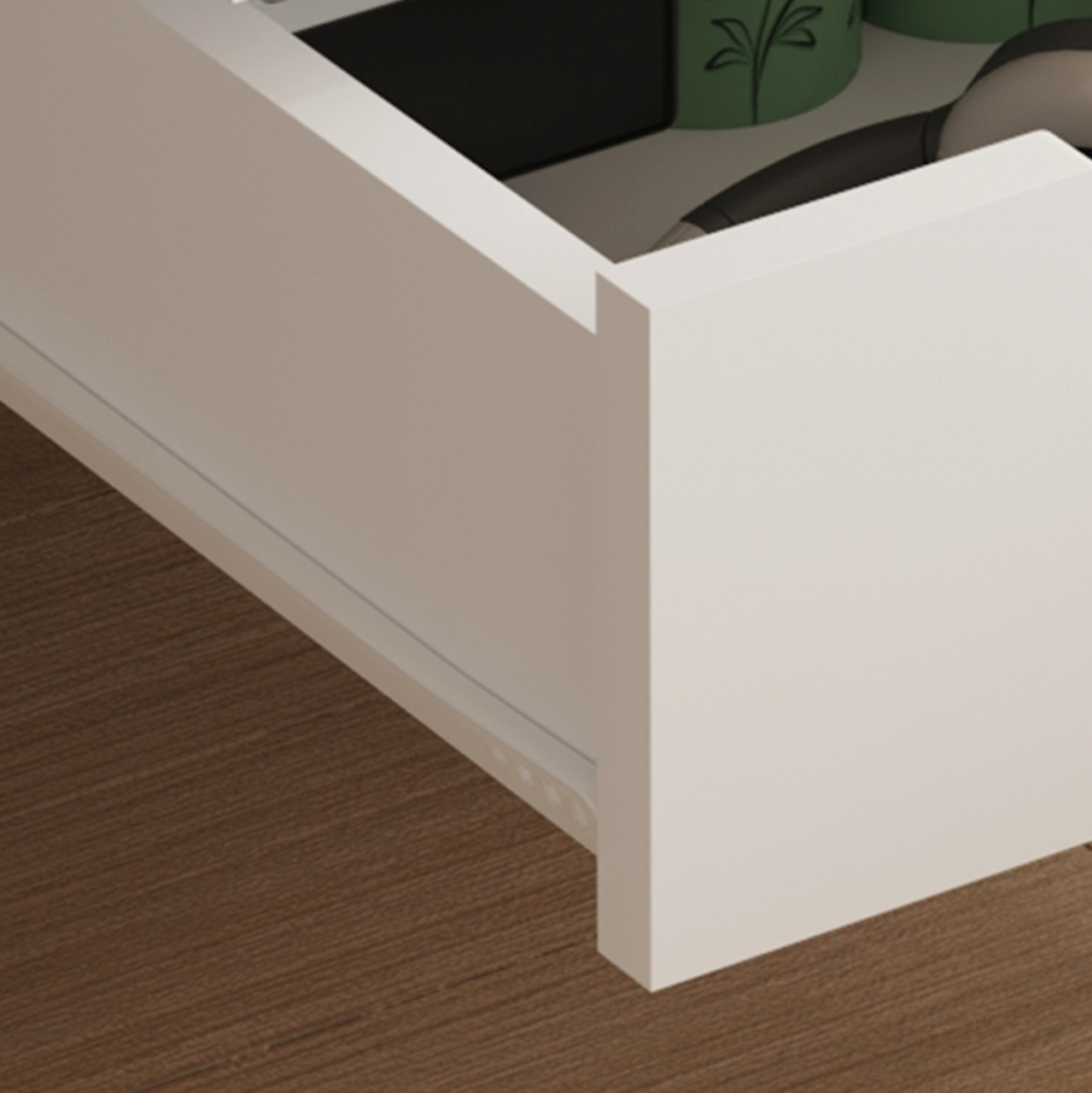 BEDSIDE STAND DINKL HM2472.04 MELAMINE-2 DRAWERS IN SONAMA-WHITE 29,7x29,7x45Hcm. [7]