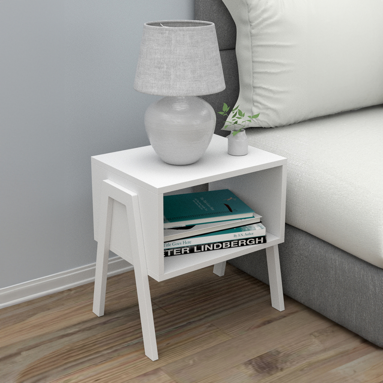 BEDSIDE STAND JAKE HM18182.01 MELAMINE IN WHITE 48x35x49Hcm. [2]
