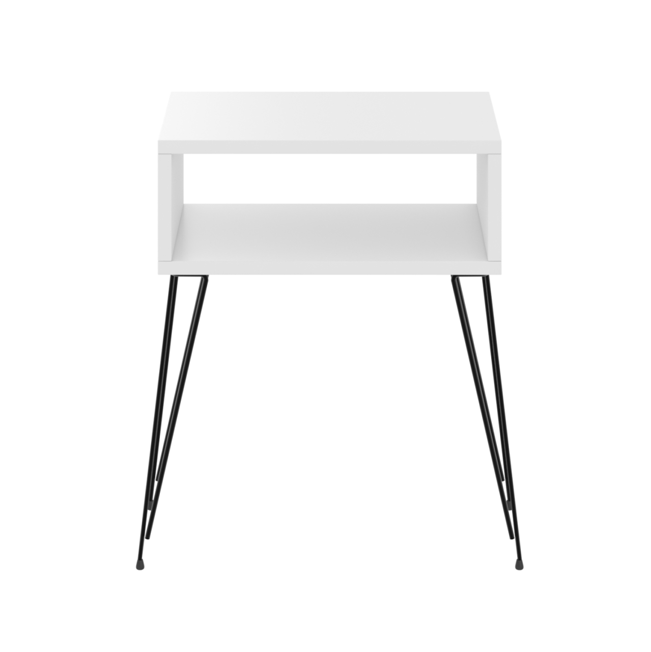 BEDSIDE STAND TODD HM18184.01 MELAMINE IN WHITE COLOR-METAL LEGS IN BLACK 45x30x58Hcm. [2]