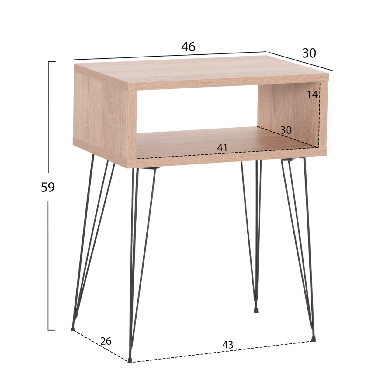 BEDSIDE STAND TODD HM18184.03 MELAMINE IN SONAMA COLOR-METAL LEGS IN BLACK 46x30x59Hcm. [2]