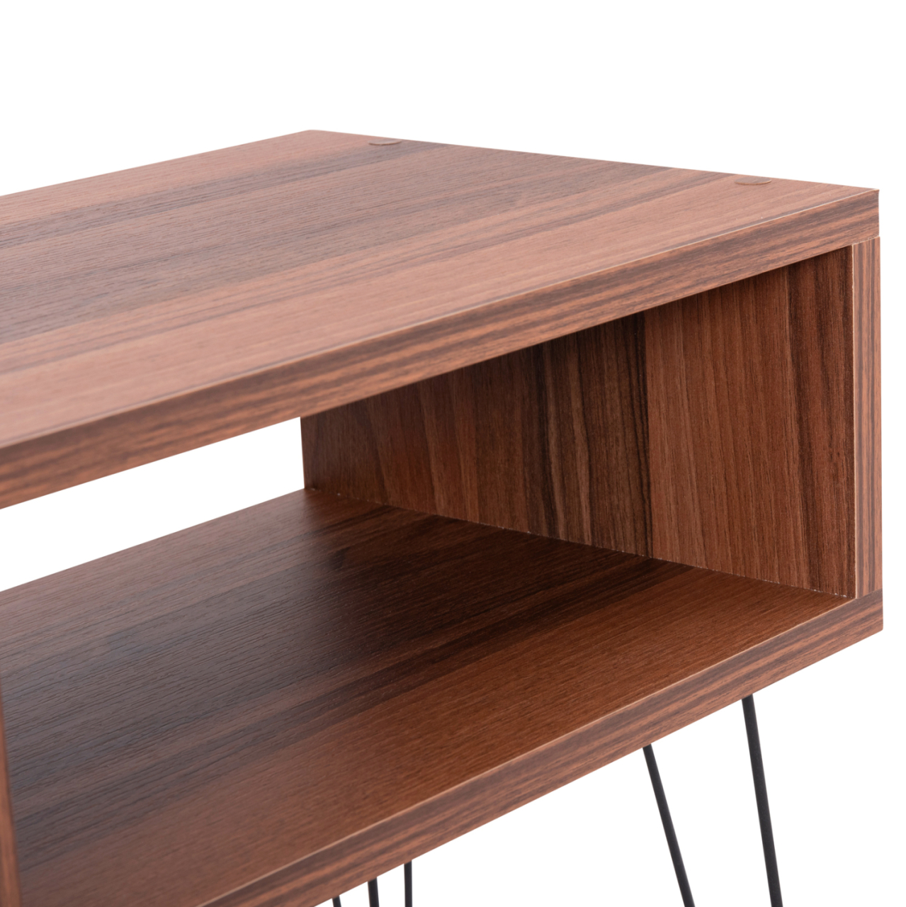 BEDSIDE STAND TODD HM18184.05 MELAMINE IN WALNUT COLOR-METAL LEGS IN BLACK 45.5x29.5x58.5Hcm. [5]