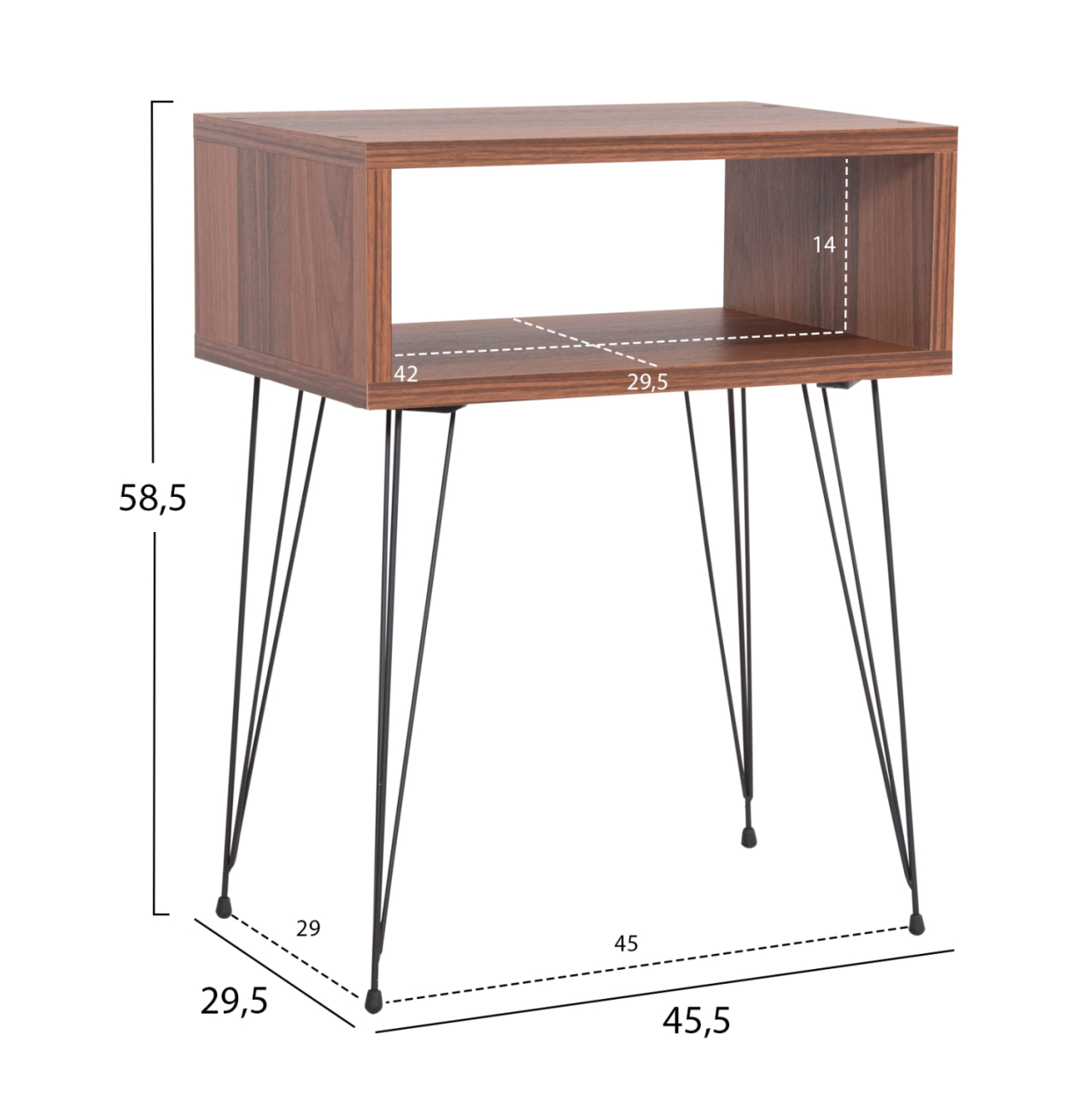 BEDSIDE STAND TODD HM18184.05 MELAMINE IN WALNUT COLOR-METAL LEGS IN BLACK 45.5x29.5x58.5Hcm. [2]