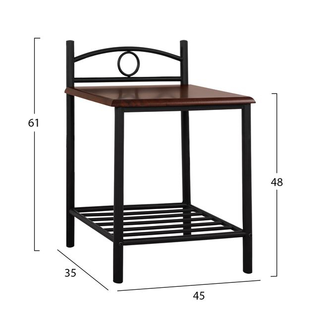 Bedside table Suzie HM387 from metal and RUBBERWOOD 45x35x48-61H cm [2]