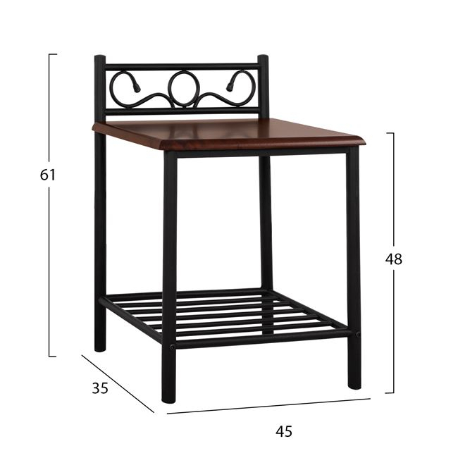 Bedside table Suzie HM388 from metal and wood 45x35x48-61Η cm [2]