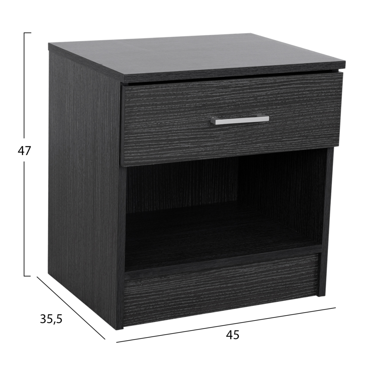 Bedside table with 1 Drawer Zebrano 45x35.5x47cm HM2345.02 [2]