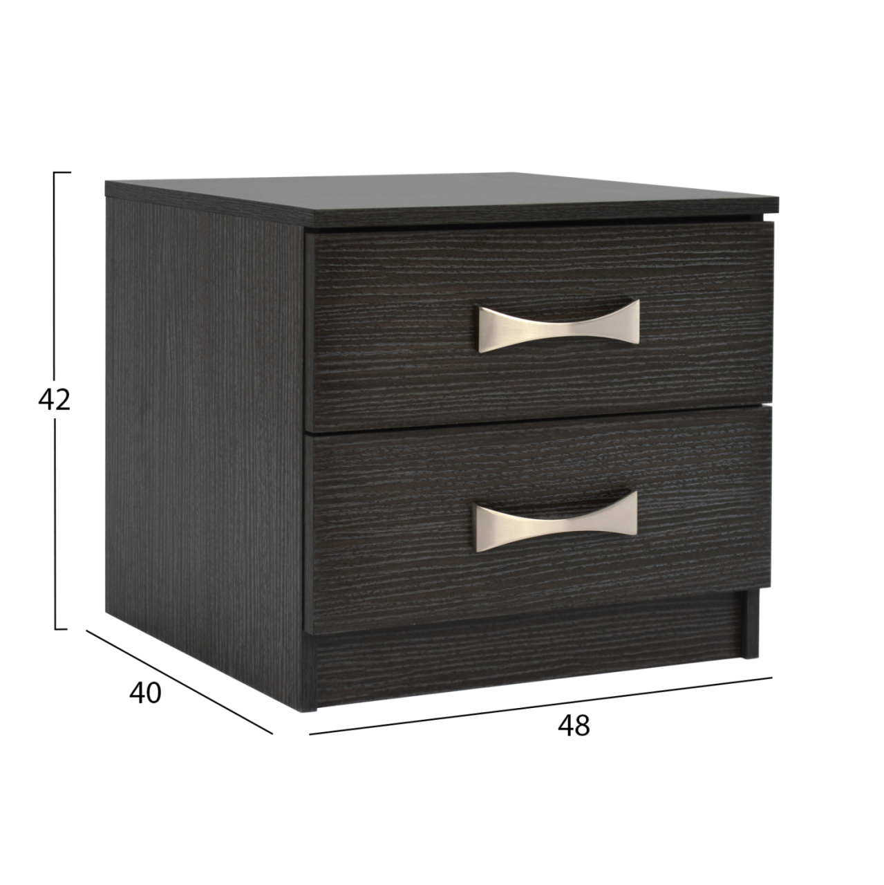 Bedside table with 2 drawers and handles HM2235.01 Zebrano 48x40x42 [2]