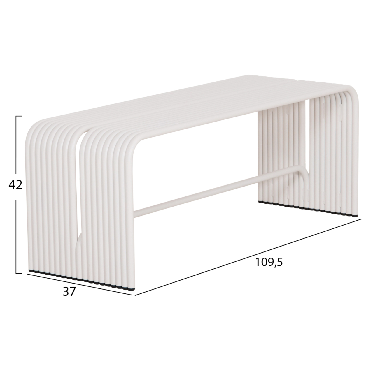 BENCH 2-SEATER SERIES INTREPID HM6327.02 ALUMINUM IN WHITE 109,5x37x42Hcm. [2]