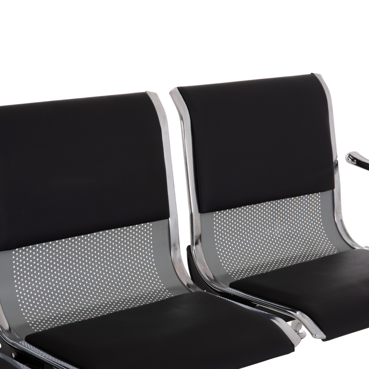 BENCH 3-SEATER AIRPORT-TYPE AVIATOR HM18400 METALLIC WITH BLACK PU 172x55x76Hcm. [7]