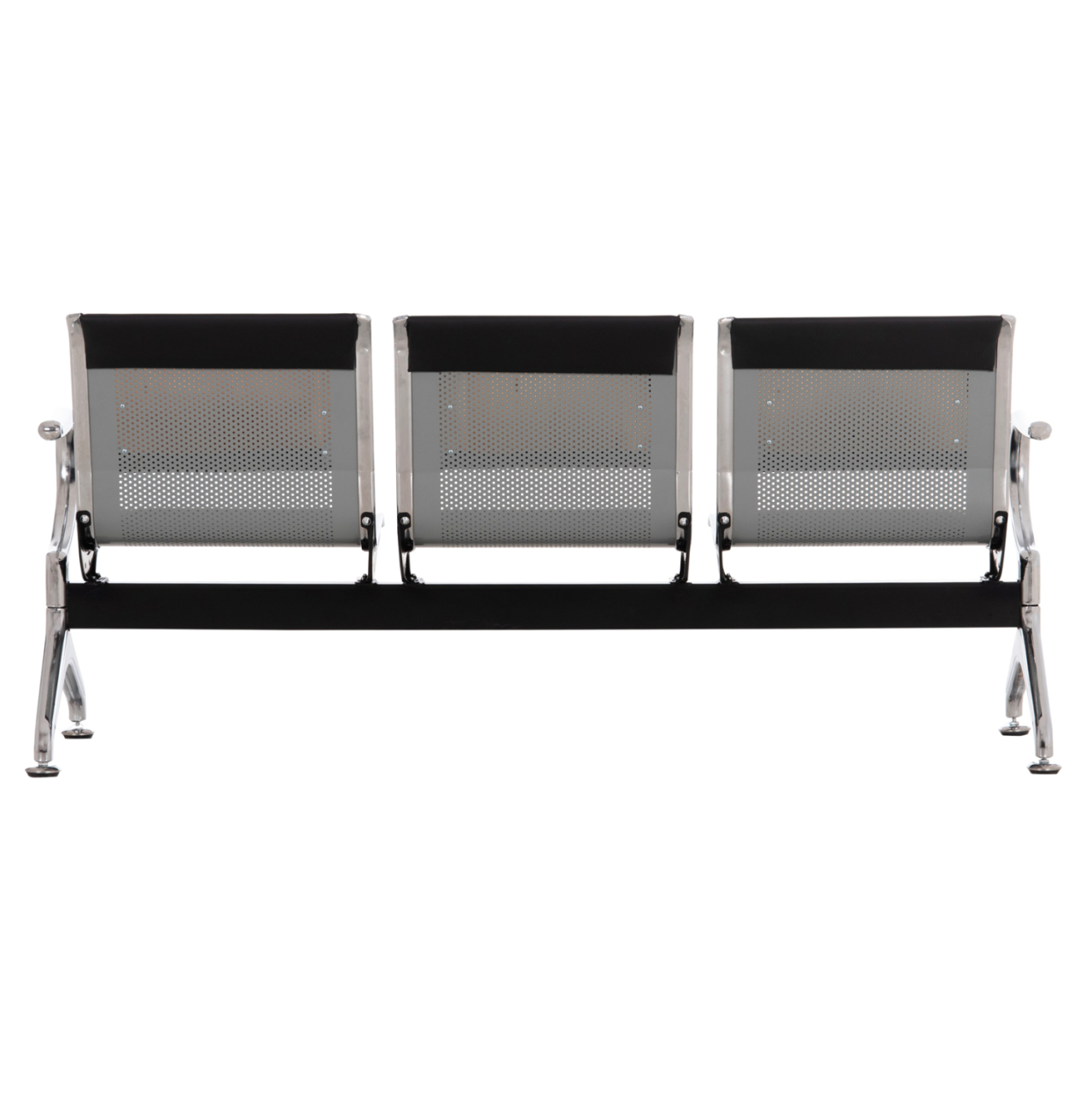 BENCH 3-SEATER AIRPORT-TYPE AVIATOR HM18400 METALLIC WITH BLACK PU 172x55x76Hcm. [6]
