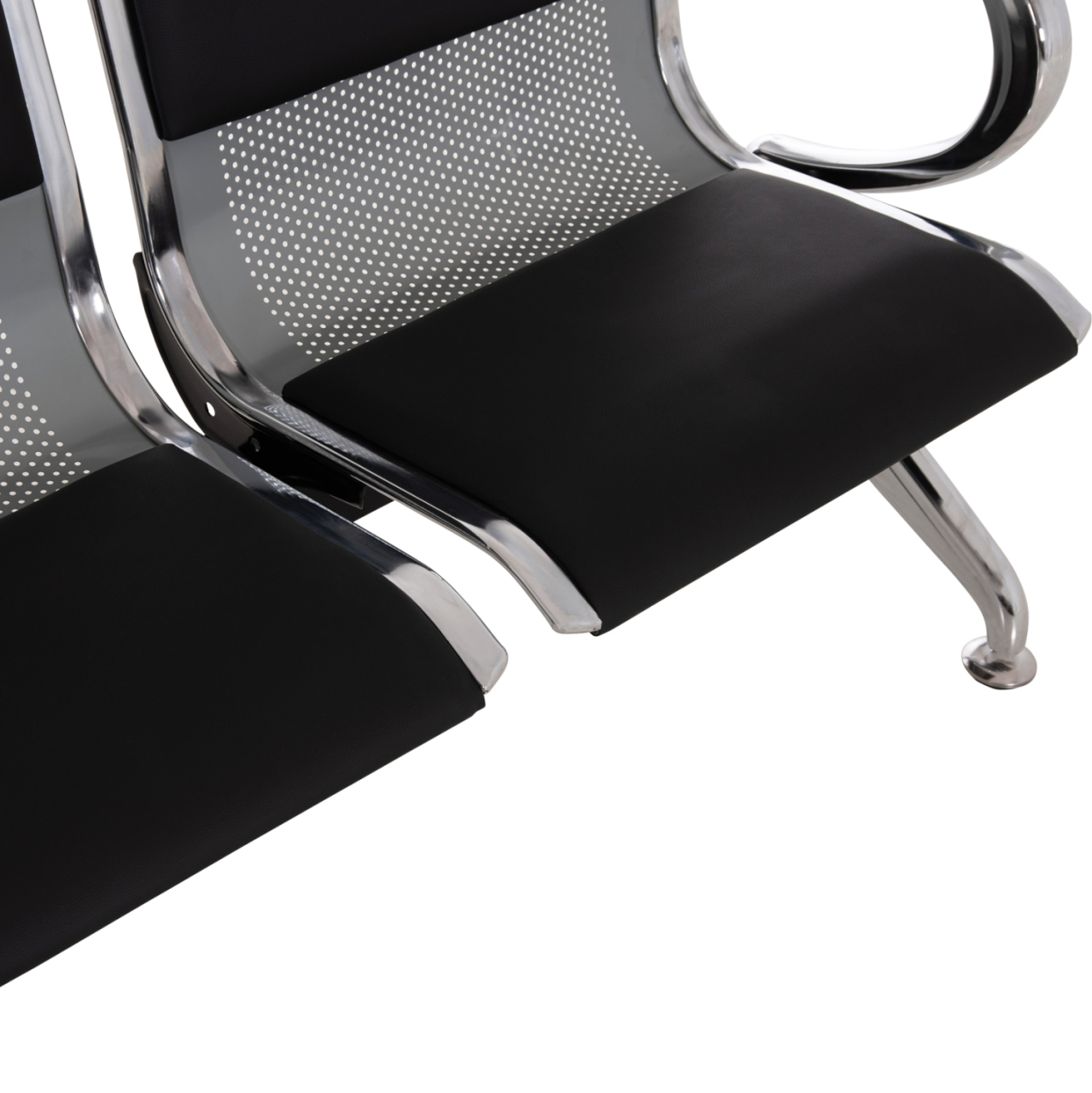 BENCH 3-SEATER AIRPORT-TYPE AVIATOR HM18400 METALLIC WITH BLACK PU 172x55x76Hcm. [8]