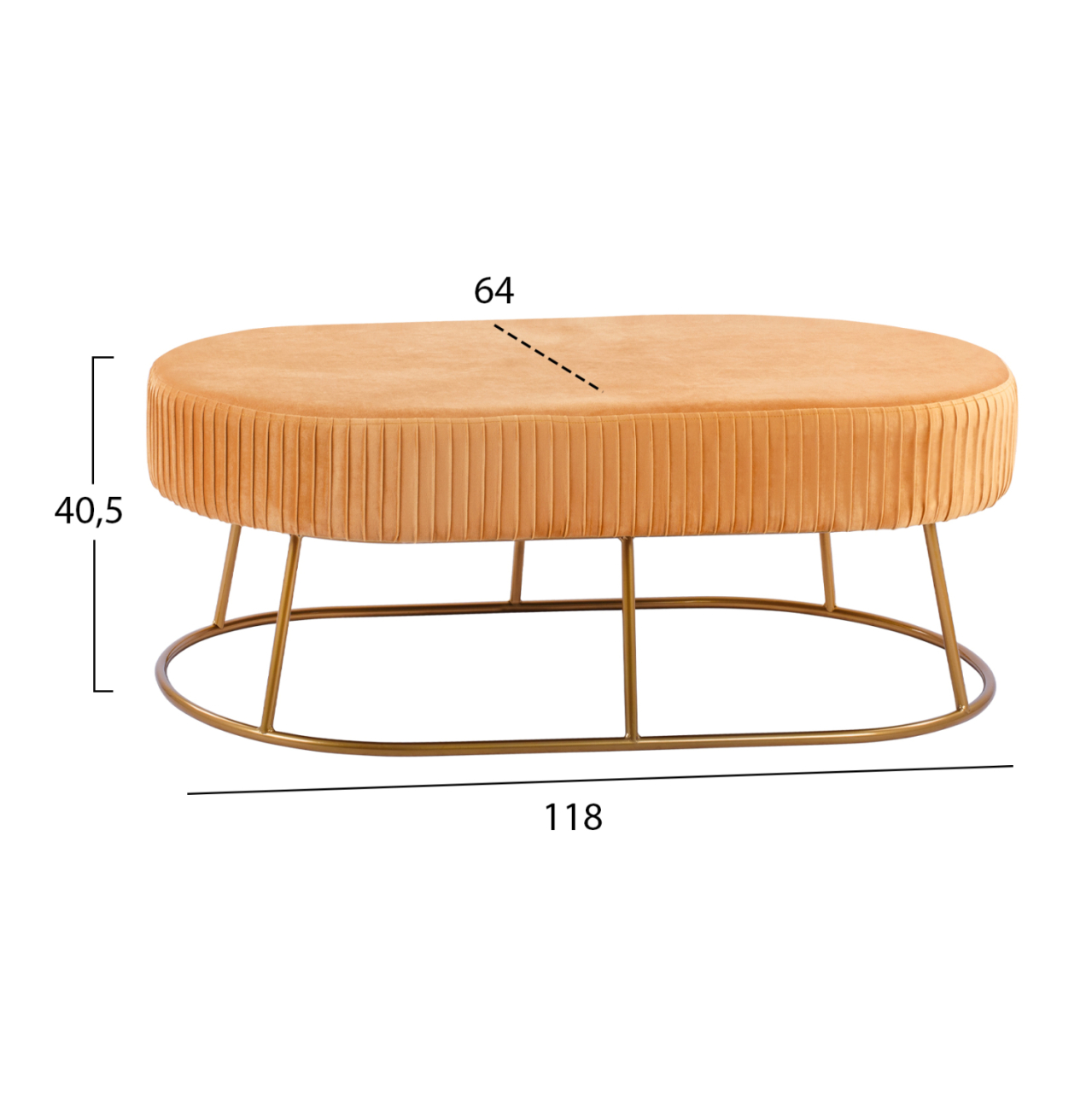 Bench Alinafe HM8635.09 from gold velvet with gold base 118x64x40,5cm [2]