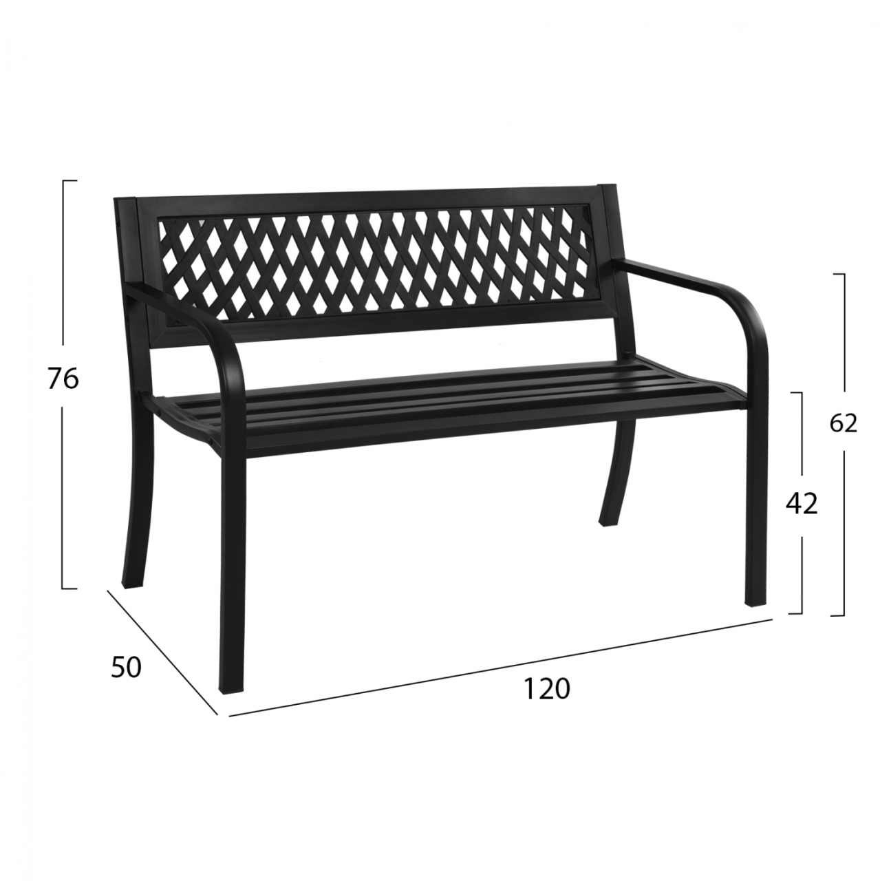 BENCH OCTAVIO HM5531 METAL FRAME-POLYPROPYLENE BACKREST IN BLACK COLOR 120x50x76Hcm. [2]