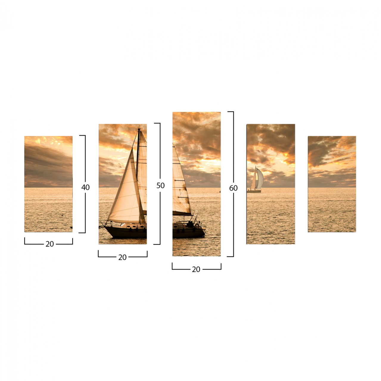 BOARD FIVE PIECES MDF SUNSET SAILING HM7206.01 100X0,3X60 cm. [2]