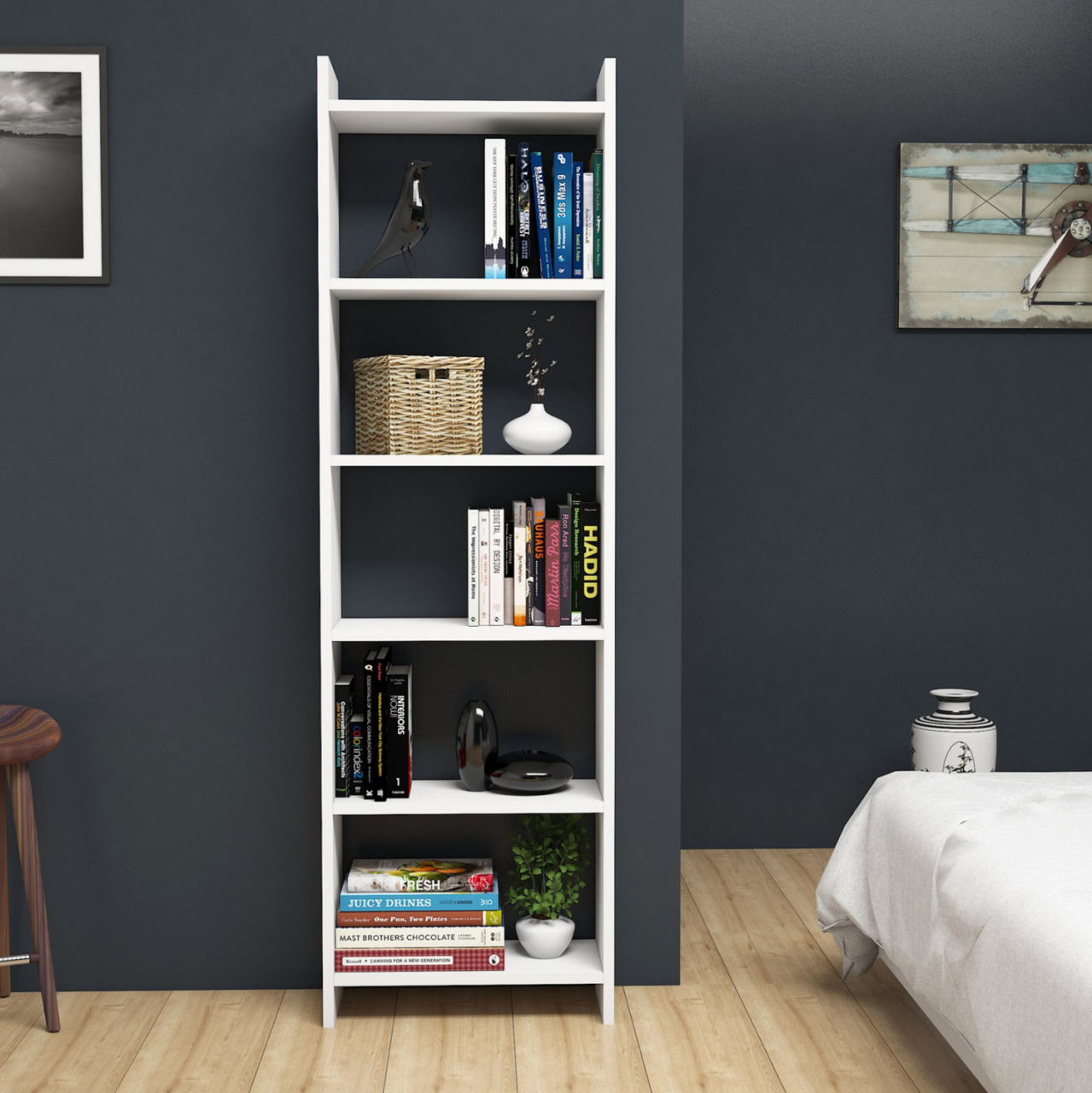 BOOKCASE CLASSIKER HM9226.11 MELAMINE WHITE 48,5x22x160Hcm. [3]