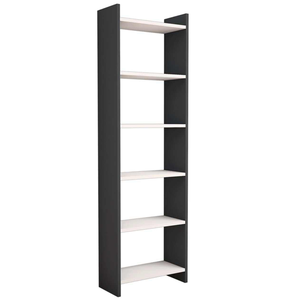 BOOKCASE CLASSIKER HM9226.13 MELAMINE DARK GREY-WHITE 48,5x22x160Hcm. [4]