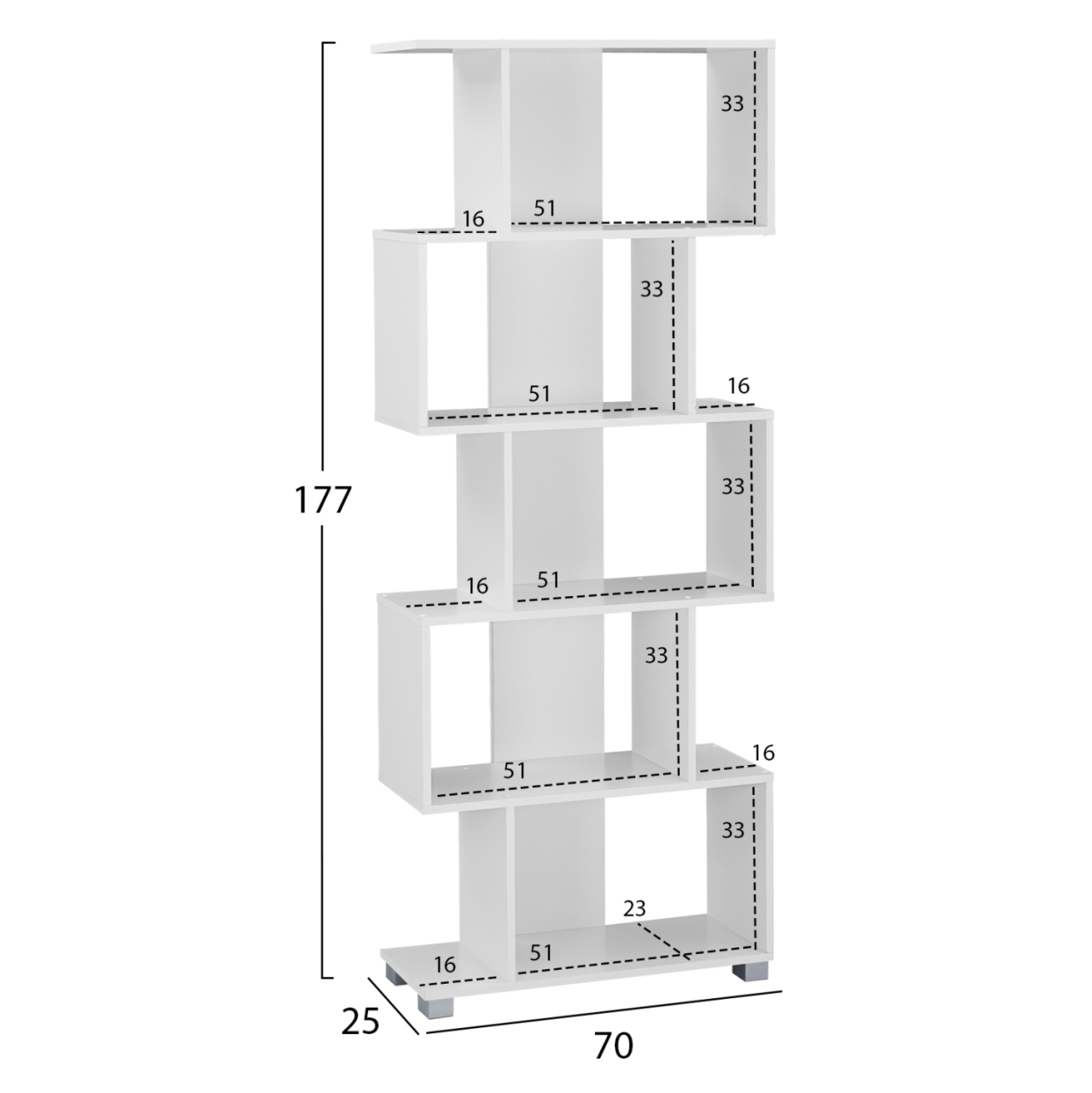 Bookcase from melamine HM2385.04 White 70x25x177 cm. [2]