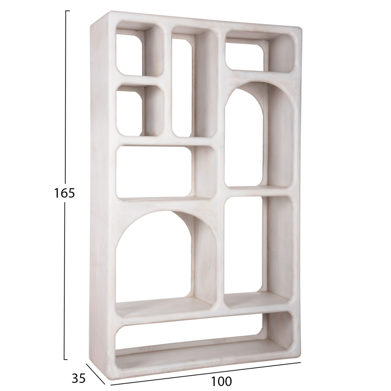 BOOKCASE HANDYR HM9707 SOLID MANGO WOOD IN WHITE COLOR 100x35x165Hcm. [2]