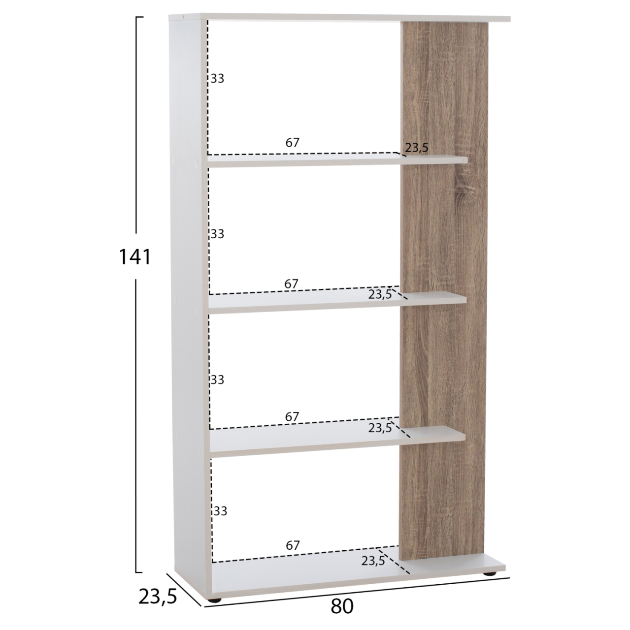BOOKCASE HARVEY HM8770 80X23X141 WHITE [2]
