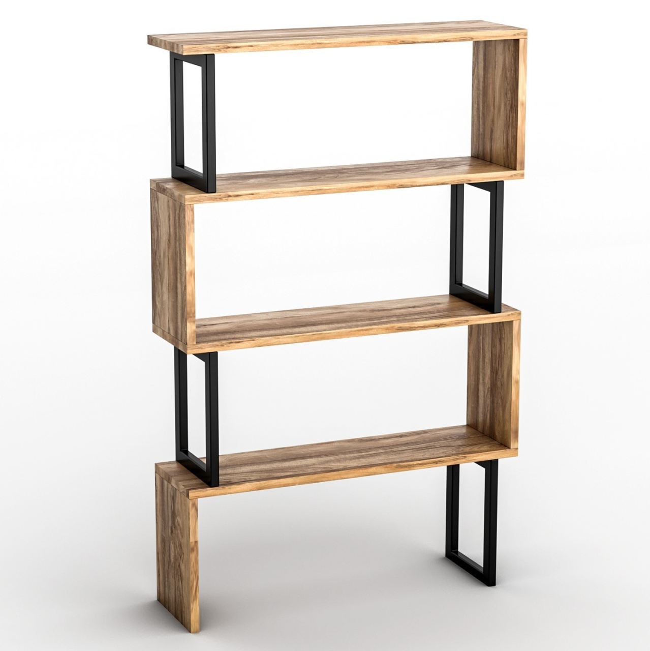 BOOKCASE IN WALNUT WITH BLACK FRAME HM8867.01 80x22x128cm. [4]