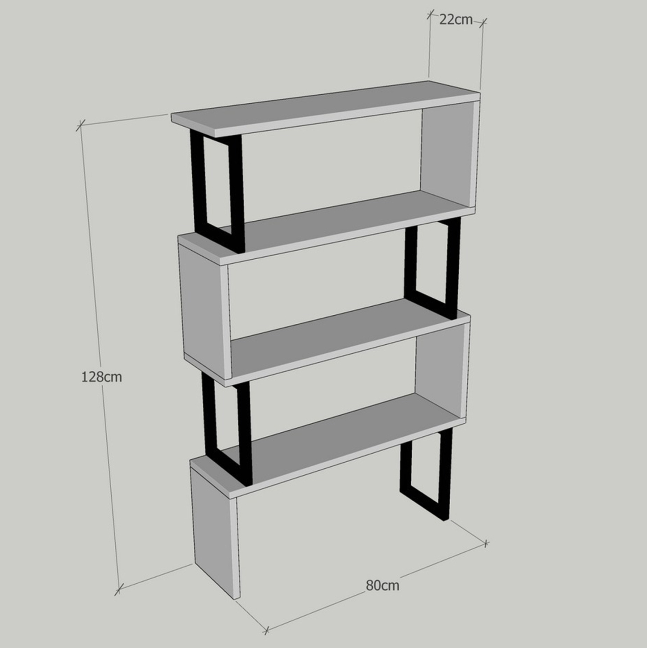 BOOKCASE IN WALNUT WITH BLACK FRAME HM8867.01 80x22x128cm. [3]