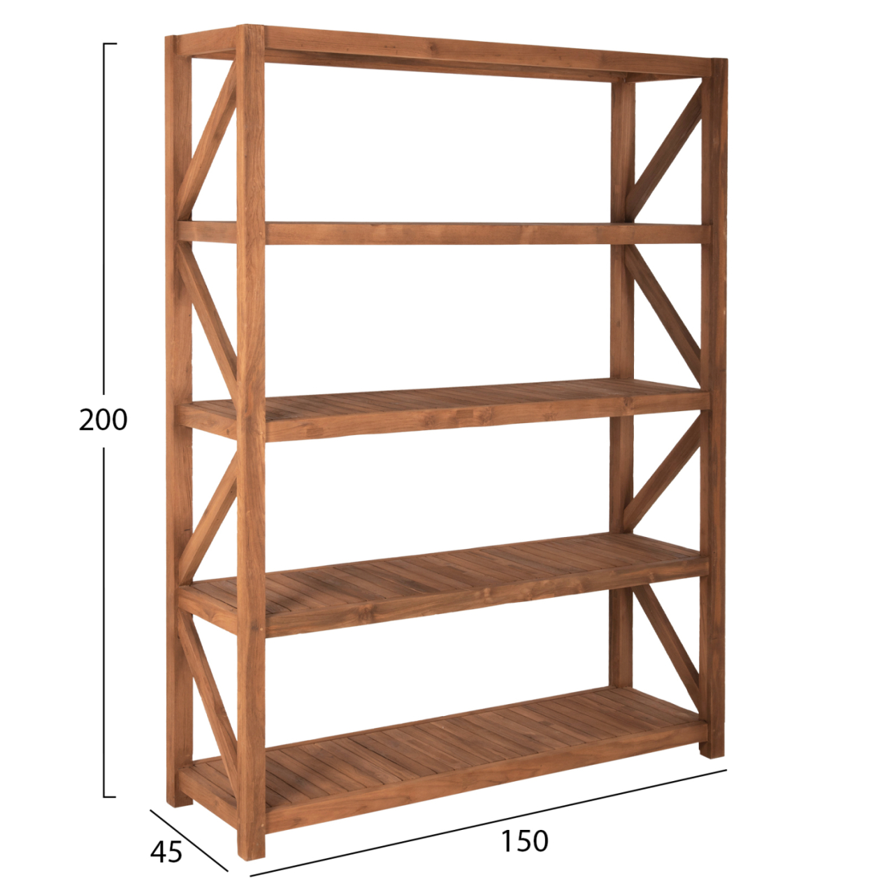 BOOKCASE KITAKU HM9798 RECYCLED TEAK IN NATURAL 150x45x200Hcm. [2]