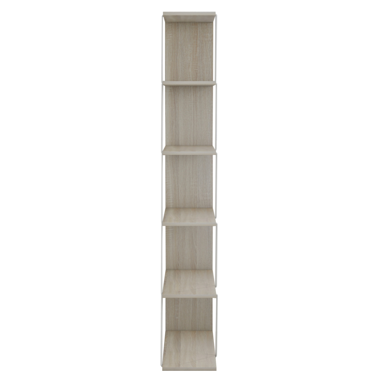 BOOKCASE MINI TARS HM2241.11 SONOMA MELAMINE-WHITE METAL RODS 65x22-24x146Hcm. [5]