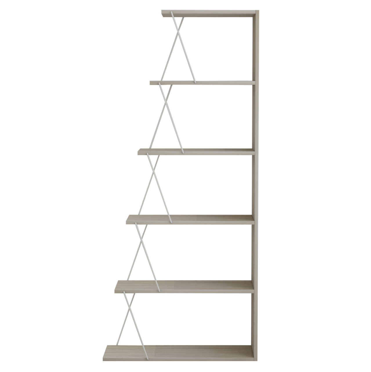 BOOKCASE MINI TARS HM2241.11 SONOMA MELAMINE-WHITE METAL RODS 65x22-24x146Hcm. [3]