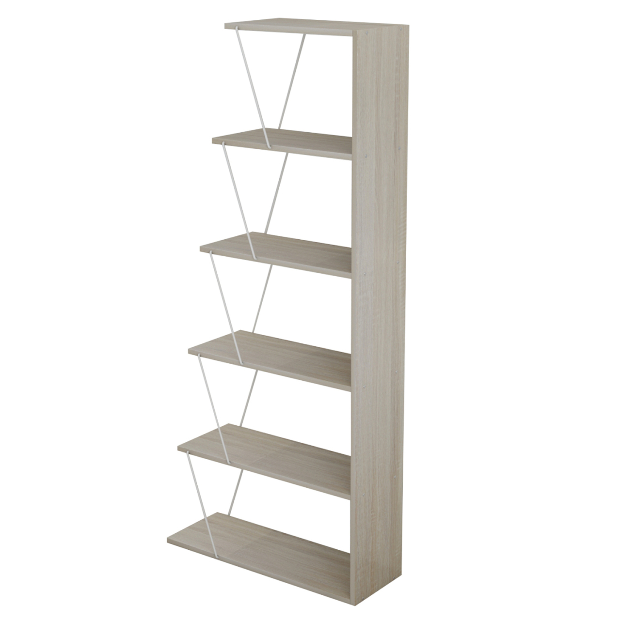 BOOKCASE MINI TARS HM2241.11 SONOMA MELAMINE-WHITE METAL RODS 65x22-24x146Hcm. [4]