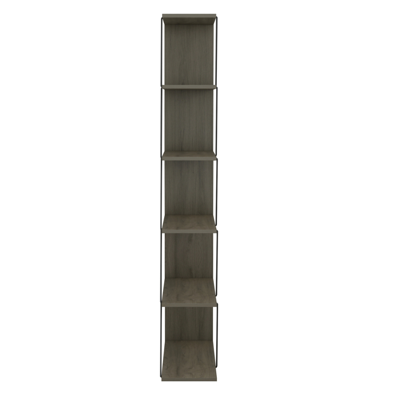 BOOKCASE MINI TARS HM2241.13 OLIVE GREY MELAMINE-BLACK METAL RODS 65x22-24x146Hcm. [5]