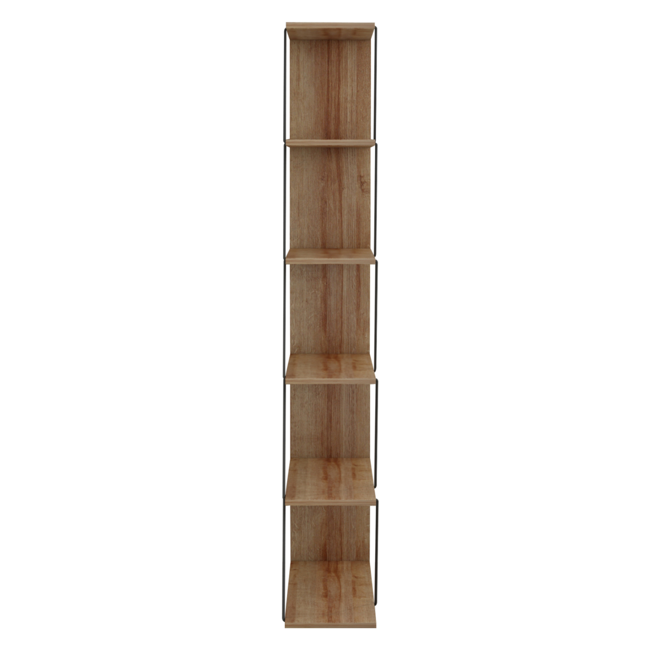 BOOKCASE MINI TARS HM2241.14 NATURAL OAK MELAMINE-BLACK METAL RODS 65x22-24x146Hcm. [5]