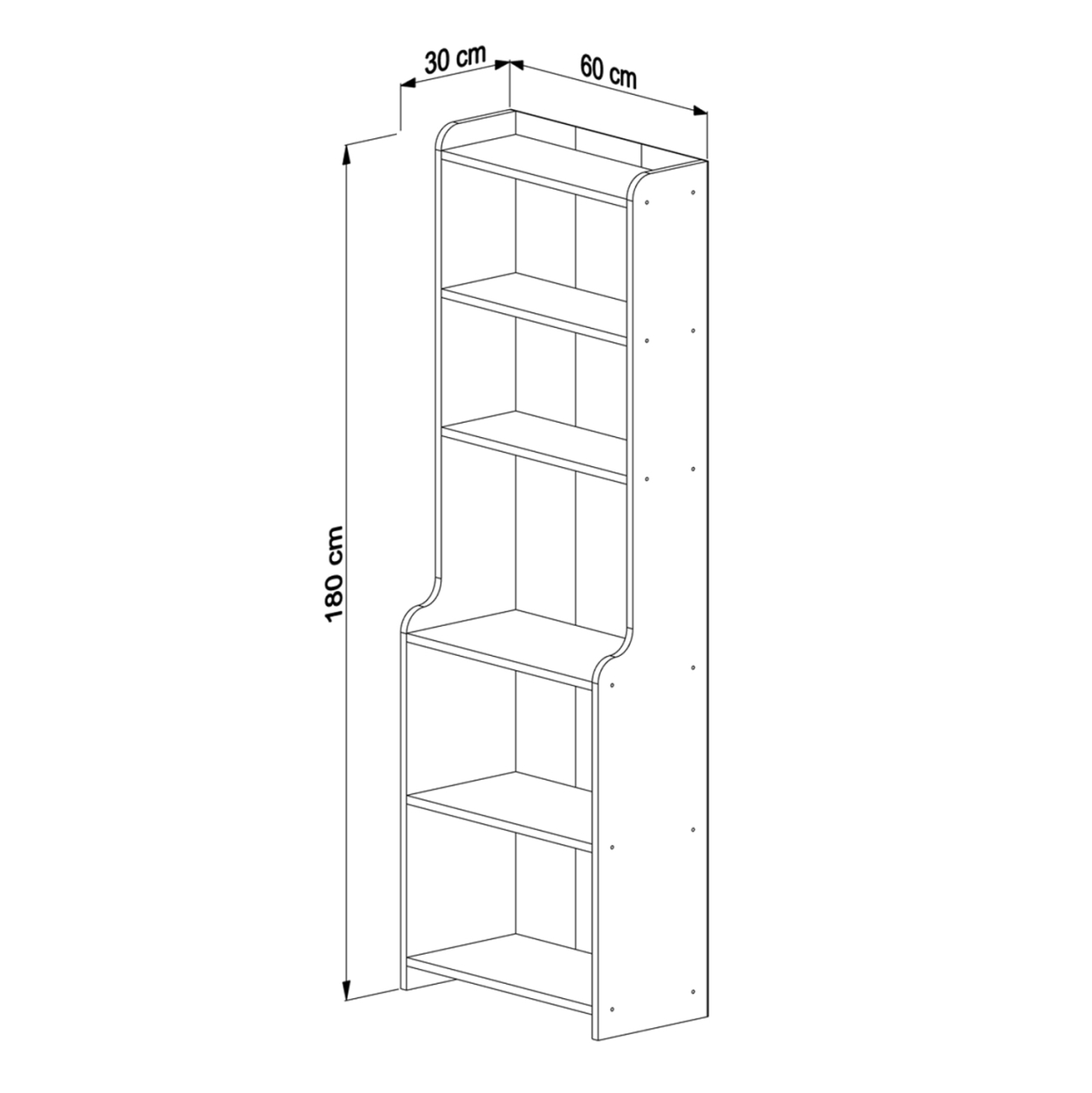 BOOKCASE NEAT HM18194.04 MELAMINE IN ANTURAL WOOD COLOR 60x30x180Hcm. [2]