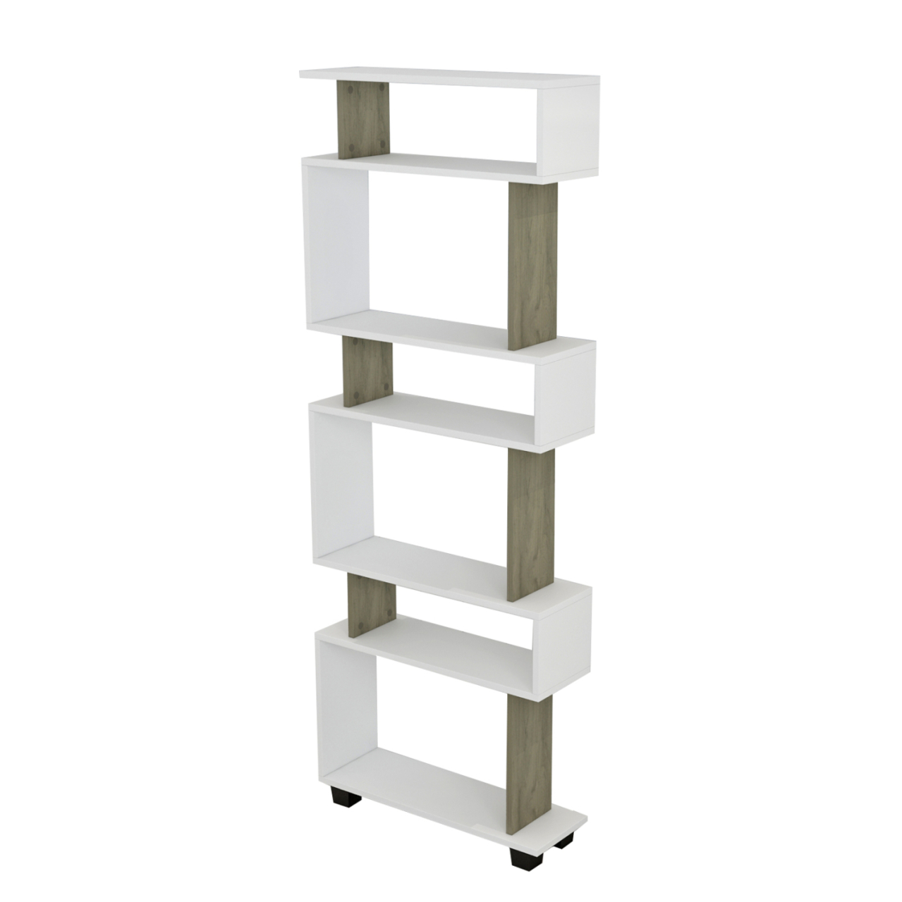 BOOKCASE OWL MELAMINE IN OLIVE GREY WHITE 60x19,5x165Hcm.HM8923.11 [4]