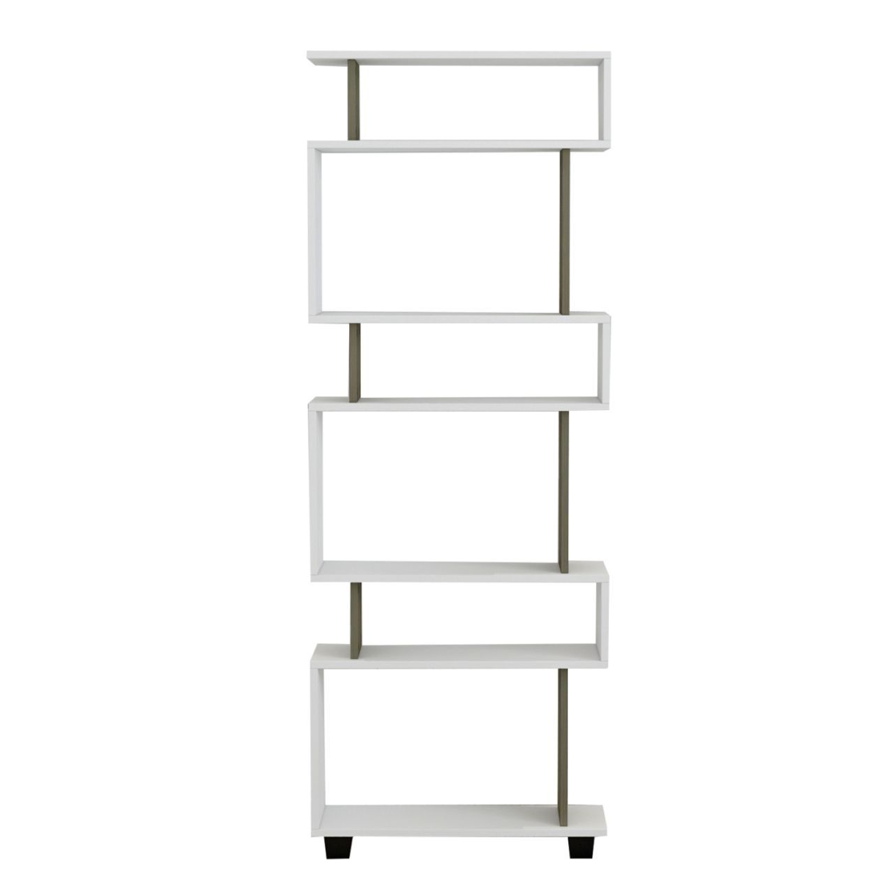 BOOKCASE OWL MELAMINE IN OLIVE GREY WHITE 60x19,5x165Hcm.HM8923.11 [3]