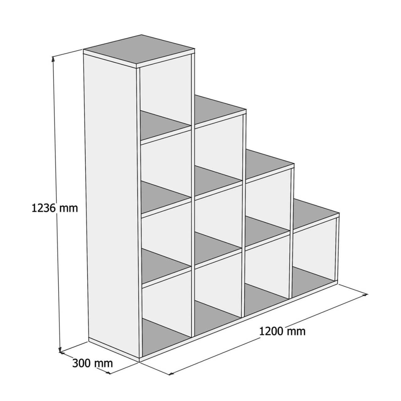 BOOKCASE SCALE HM9238.11 MELAMINE WHITE 120x30x123,6Hcm. [2]
