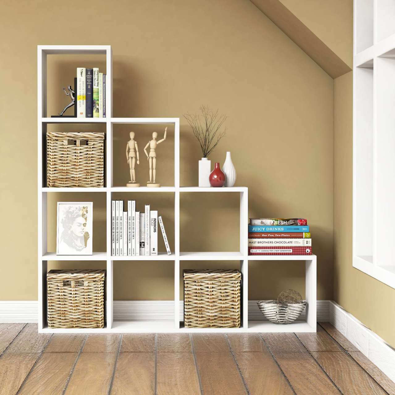 BOOKCASE SCALE HM9238.11 MELAMINE WHITE 120x30x123,6Hcm. [3]