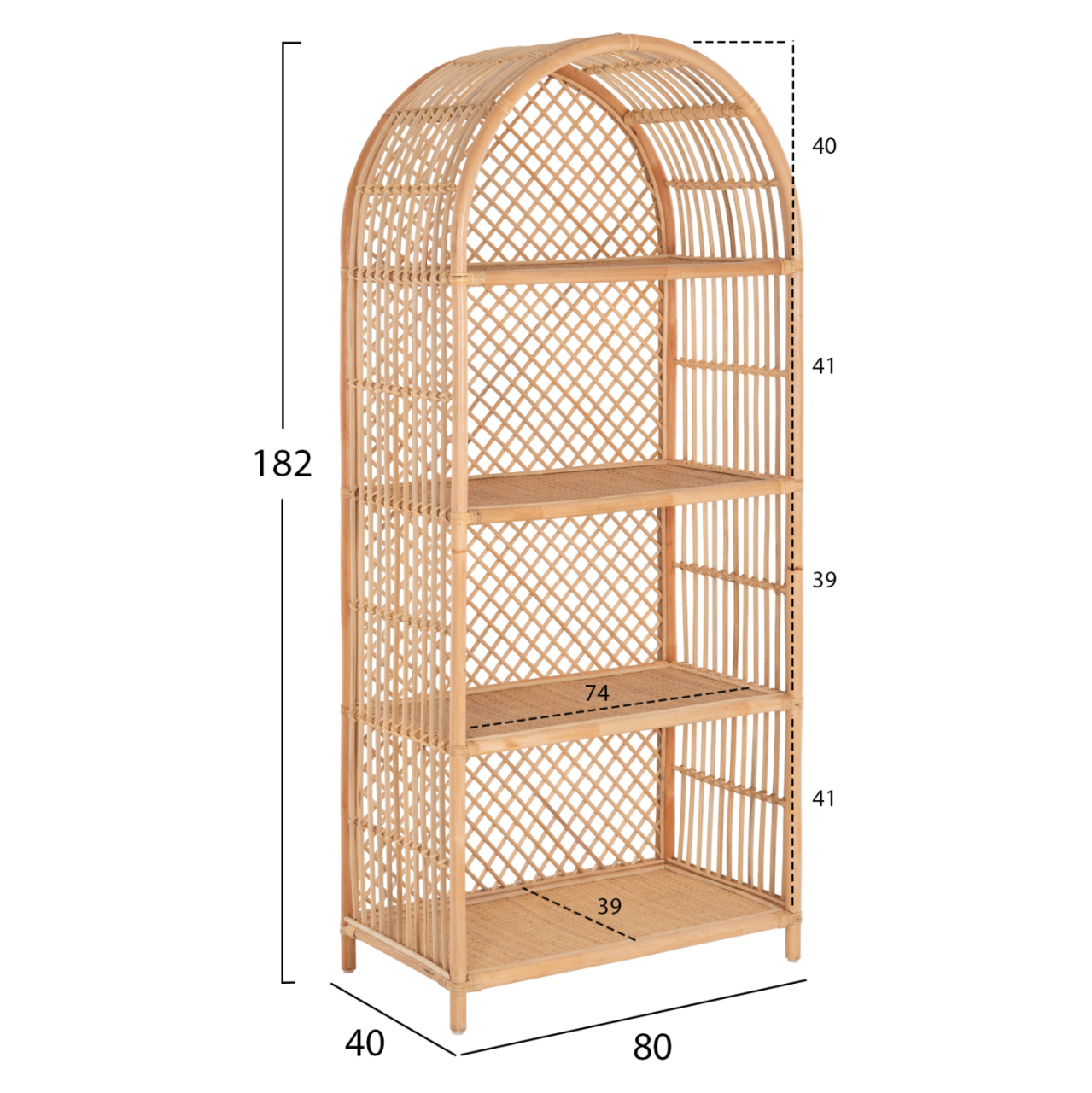 BOOKCASE SIMOK HM9552 MADE OF NATURAL RATTAN IN NATURAL COLOR 80x40x182Hcm. [2]