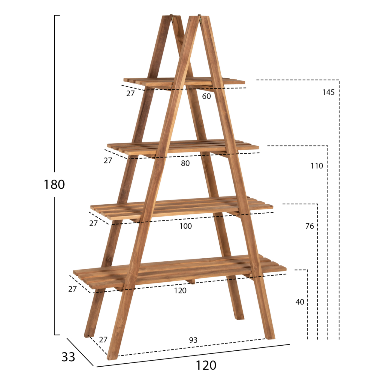 BOOKCASE STAM HM7895 TEAK WOOD IN NATURAL COLOR 120x33x180Hcm [2]