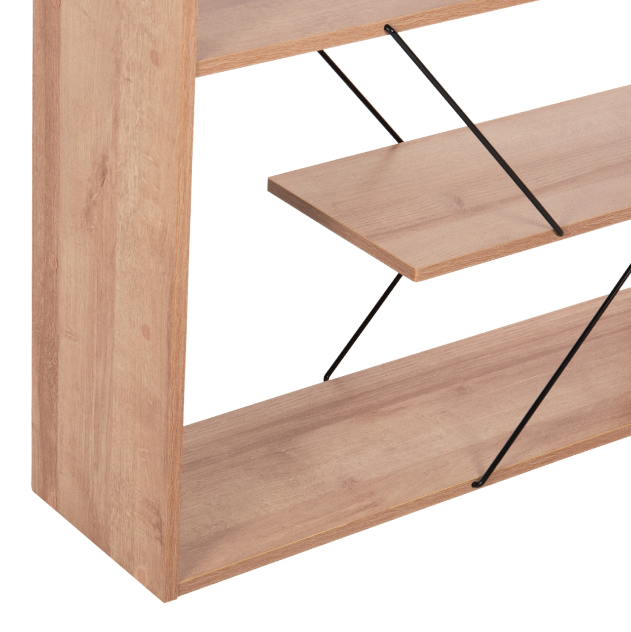 BOOKCASE TARS HM2240.14 NATURAL OAK MELAMINE-BLACK METAL RODS 84x24x157Hcm. [4]