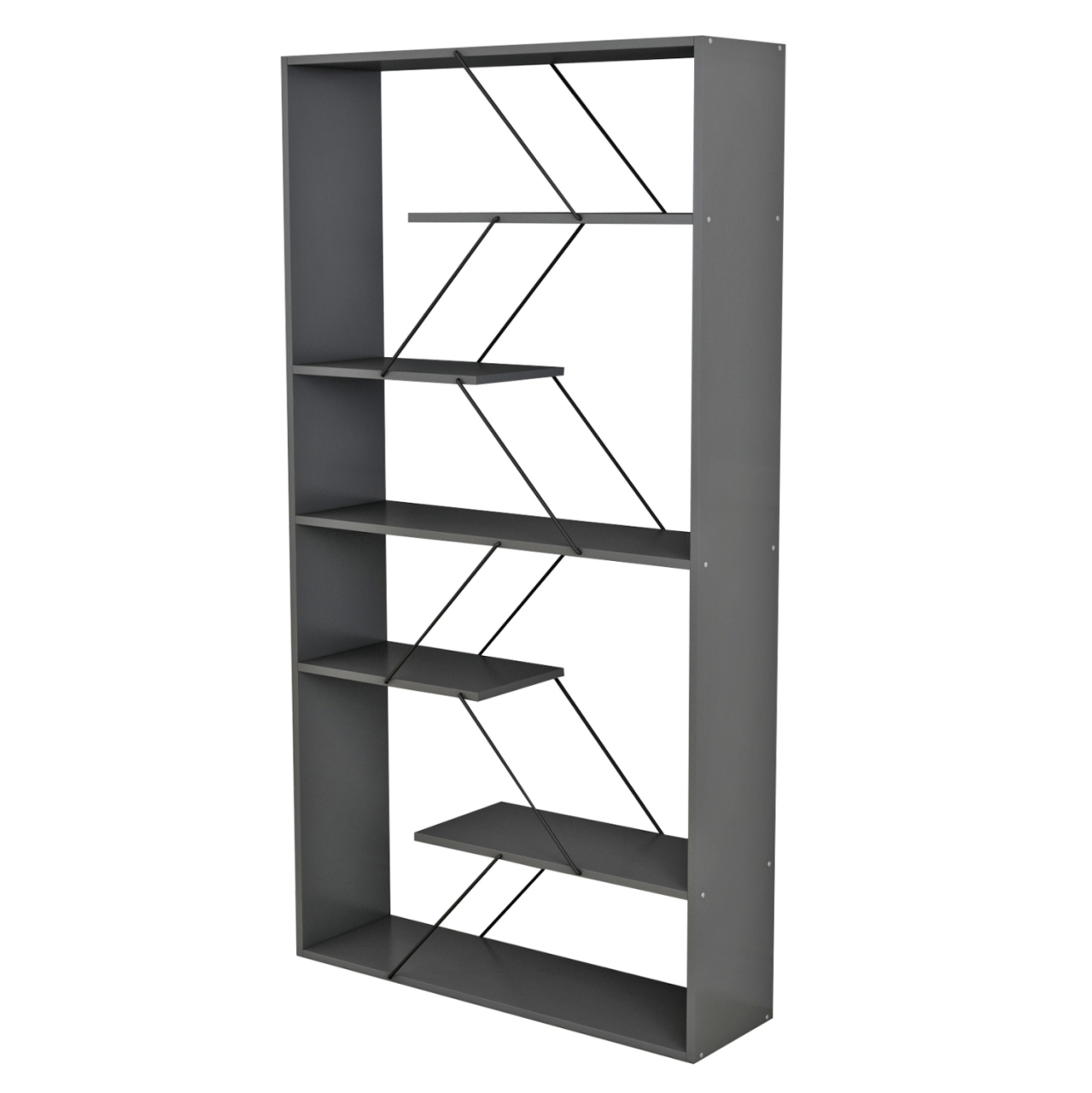 BOOKCASE TARS HM2240.20 GREY MELAMINE-BLACK METAL RODS 84x24x157Hcm. [5]