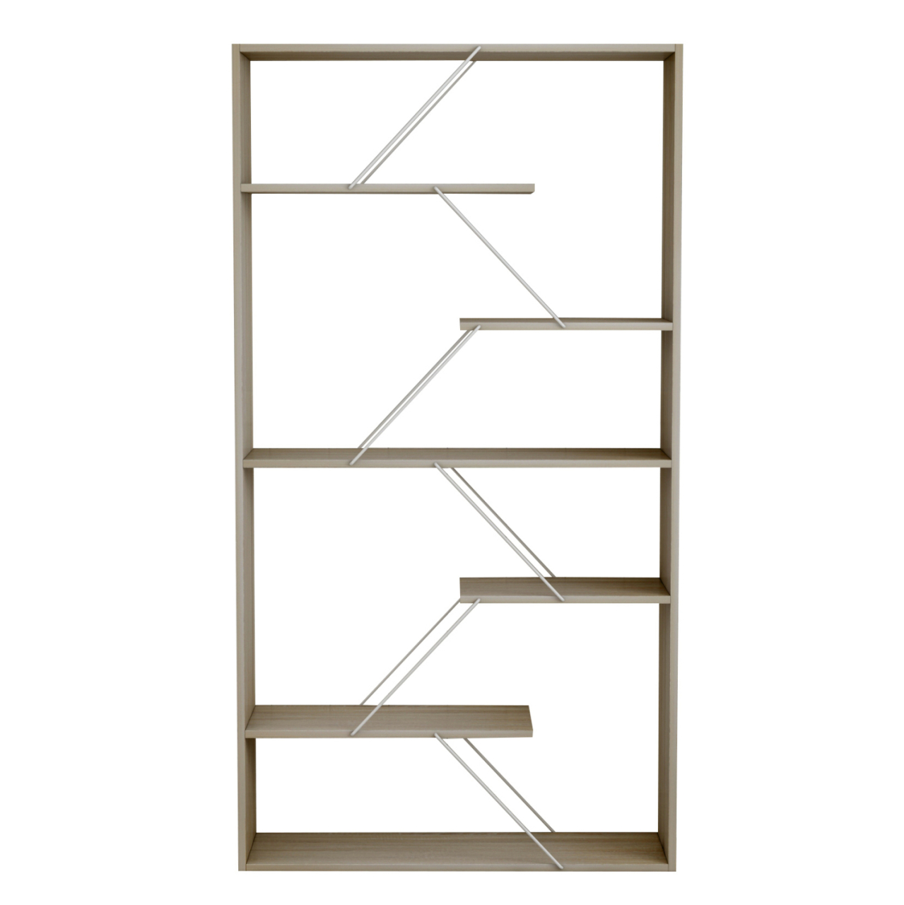 BOOKCASE TARS MELAMINE SONOMA-WHITE METAL RODS 84x24x157Hcm.HM2240.11 [4]