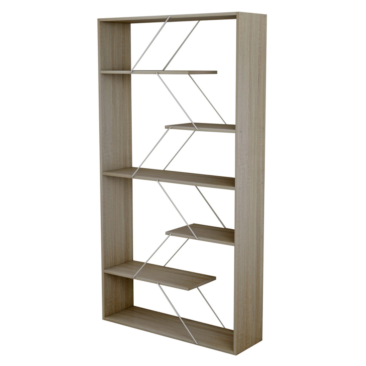 BOOKCASE TARS MELAMINE SONOMA-WHITE METAL RODS 84x24x157Hcm.HM2240.11 [5]