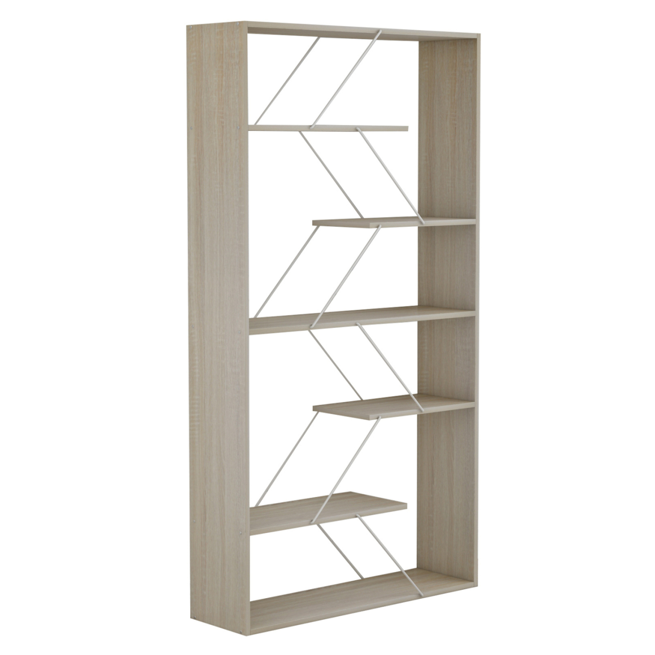 BOOKCASE TARS MELAMINE SONOMA-WHITE METAL RODS 84x24x157Hcm.HM2240.11 [3]