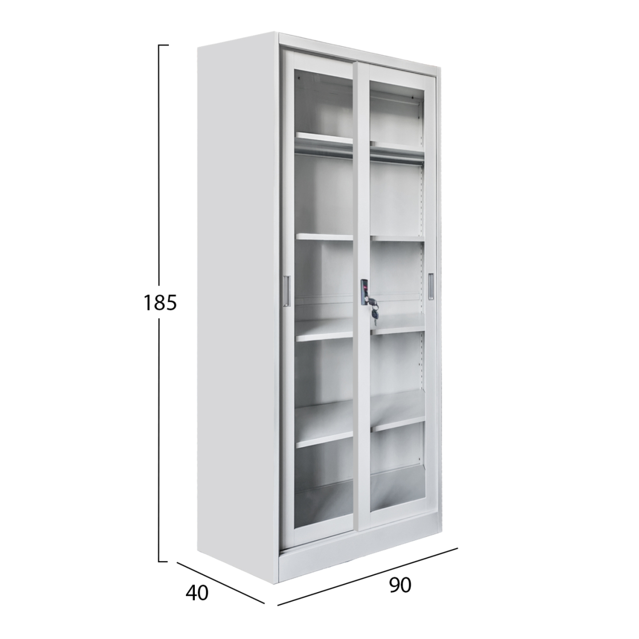 BOOKCASE WITH SLIDING DOORS SIDER HM6632.02 METAL IN WHITE 90x40x185Hcm [2]